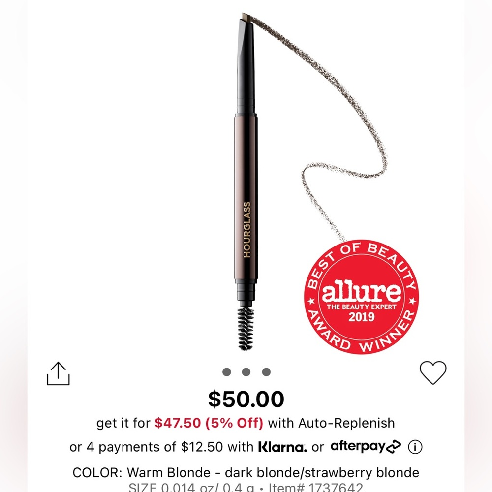 Brand new hourglass arch brow pencil in warm blonde